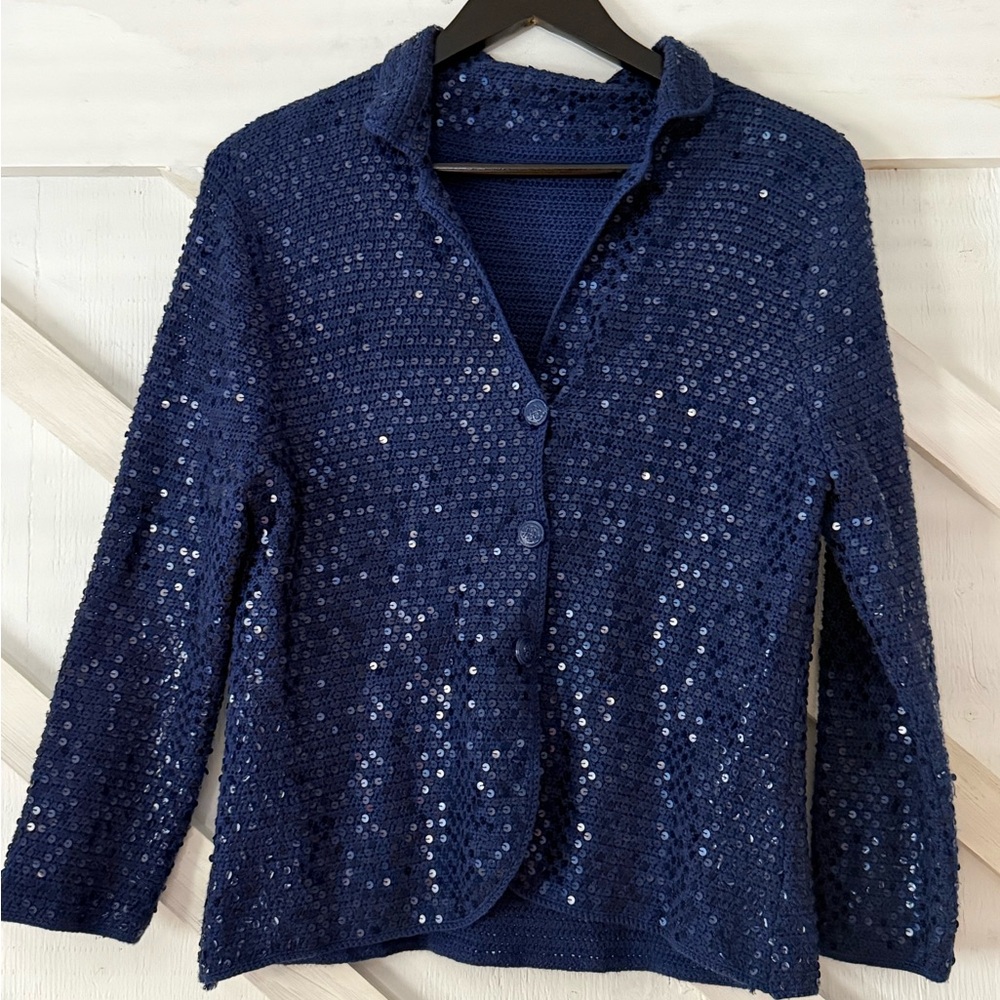 Navy Sequin Cardigan
